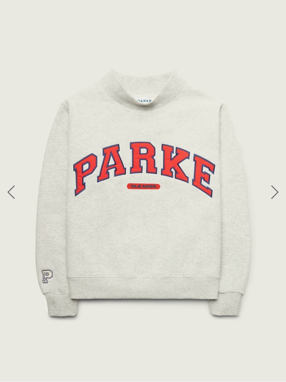 Parke Women's Crewneck Sweatshirt in Light Gray with Red Logo